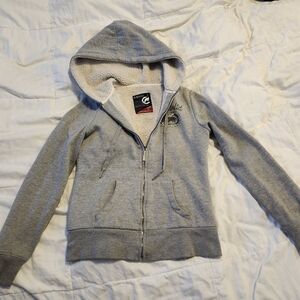 Ecko Unlimited Cream Sherpa Hoodie with Bedazzled Logo